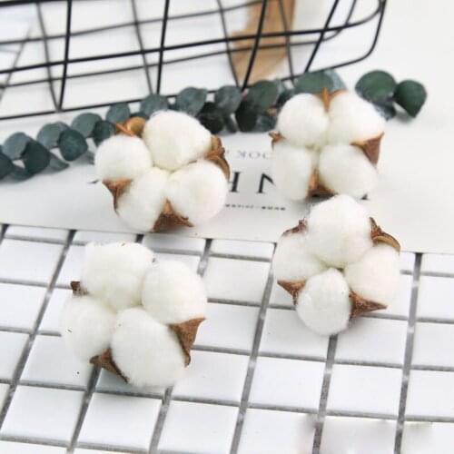 10pcs Cotton Head Artificial Flower Dried Flower White Cotton Branch Artificial Flower DIY Home Wedding Party Wreath Decoration
