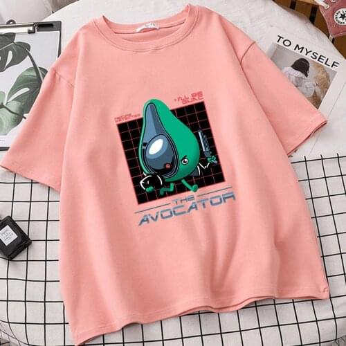 JCGO Summer Cotton T Shirt Women Plus Size S-3XL Funny Avocado Print O-Neck Short Sleeve Simple TShirts Casual Ladies Tee Tops