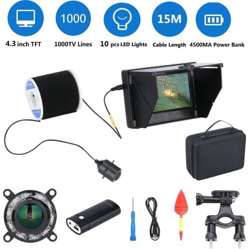 15M/30M 1000TVL Fish Finder Underwater Fishing Camera 4.3 inch Monitor 10PCS LED 160 Degrees Sea wheel Camera For Fishing