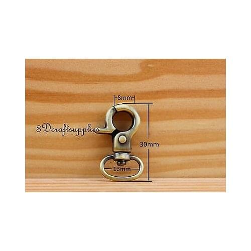 Lobster Clasps Clips Claw purse hooks Swivel snap hook anti brass 13mm 6pcs AB44