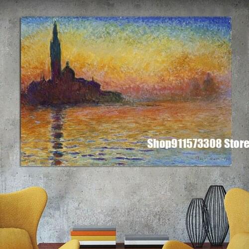 Claude Monet San Giorgio Maggiore At Dusk ART oil paintings canvas Prints Wall Art For Living Room Bedroom Decor