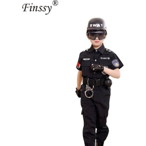 Boys Girls Policemen Costumes Children Cosplay Kids Army Police Uniform Clothing Fighting school summer camp Performance gifts