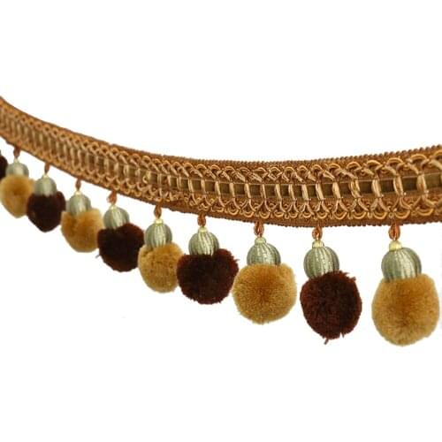 Curtain Lace Accessories Tassel Fringe Trim African Cord Pompom Beads Ribbon for Drapery Sewing Zakka 6 Meters