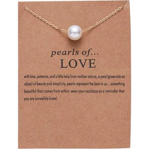 Hot Sale Imitation Pearl of Love Gold-Color Pendant Necklaces Clavicle Chains necklace Fashion Chain Necklace Women Jewelry