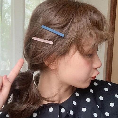 Sweet Bangs Clip Hairpin for Women Korea Matte Colorful Geometric Rectangle Girls Hair Accessories Hair Style Make