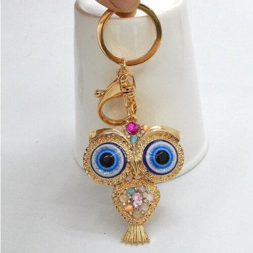 Fashion casual alloy crystal women Keychain Bag Pendant alloy owl key chains ring holder fashion jewelry accessories KC802