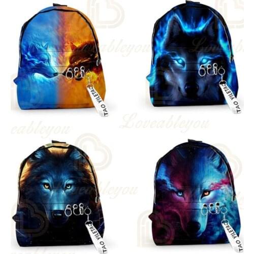Cool Wolf 3d Print Backpack Fashion Men Women Backpack Pendant Travel Shoulder Bag Harajuku Backpack School Bags