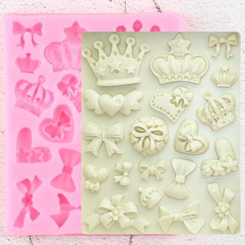Cartoon Crown Bow Tie Silicone Molds DIY Cupcake Topper Fondant Cake Decorating Tools Candy Resin Clay Chocolate Gumpaste Moulds