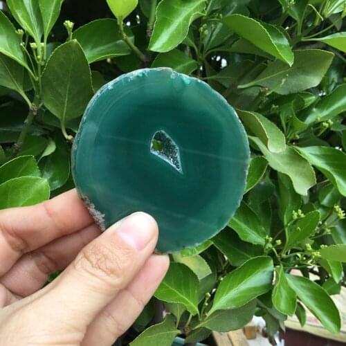Natural Polished agate slice dyed Green agate stone slice coaster