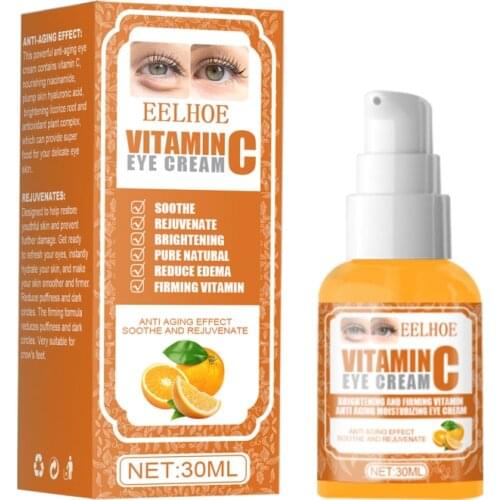Eelhoe Vitamin C Eyes Serum Remove Dark Circles Rejuvenating Moisturizing Eye Contours Serum Eye Care Anti-Wrinkle Anti Bags