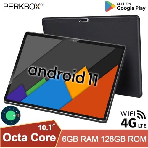 Perkbox 10.1'' Tablet Android 10 OS 4G Network Octa Core CPU 6GB RAM 128GB ROM Tablets PC Phone Call WiFi Type-C Youtube GPS Pad