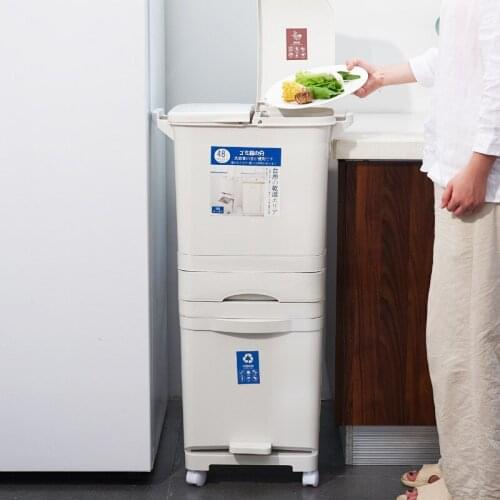 Sorting Plastic Trash Can Kitchen Big Dry and Wet Separation Trash Can Japanese Trash Can with Lid Cubo Basura Home Products DG5