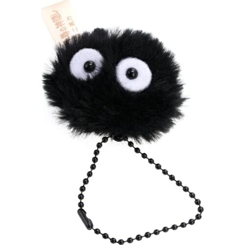 Plush Keychains Spirited Away Miyazaki Hayao Totoro Small Pedants Briquette Black Carbon Coal Ball Elf Doll Key Chain