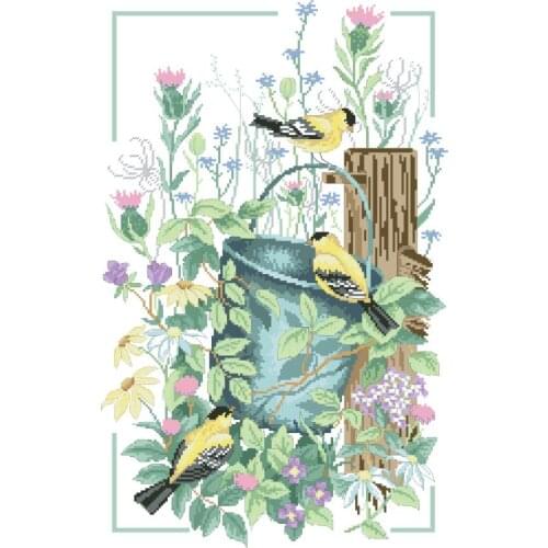 Flowers and birds cross stitch package bloom 18ct 14ct 11ct cloth cotton thread embroidery DIY handmade needlework
