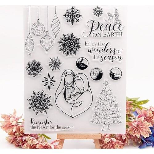Christmas Peace Clear Stamps Transparent Seal 16.5x21cm Silicone Seal TPR Halloween Roller stamps DIY Scrapbooking Cards