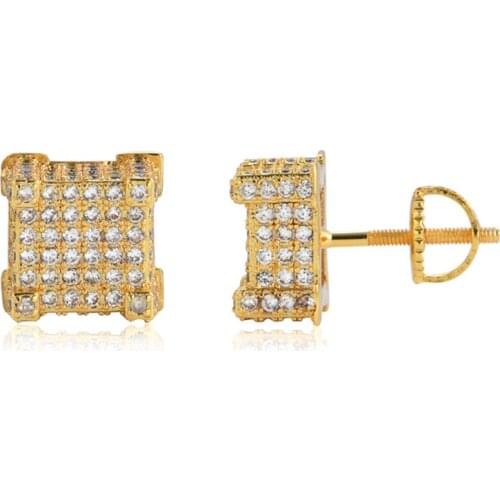 Cubic Zircon Square Spiral Personality Trendy Studs Earrings 925 Silver Luxury Jewelry