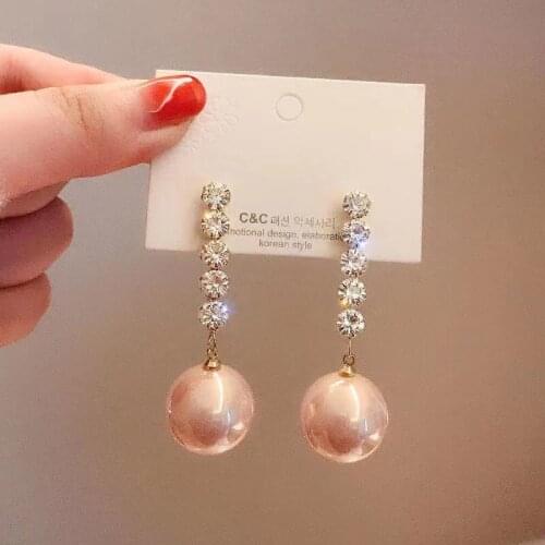 Korean temperament pearl earring female long money eardrop web celebrity temperament girl contracted earring female for women