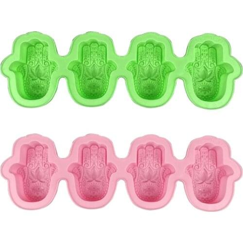 Lotus in the Palm Soap Mold Khamsah Hamsa Hand Epoxy Resin Silicone Mold Hand of Fatima Candle Resin Casting Molds Tools