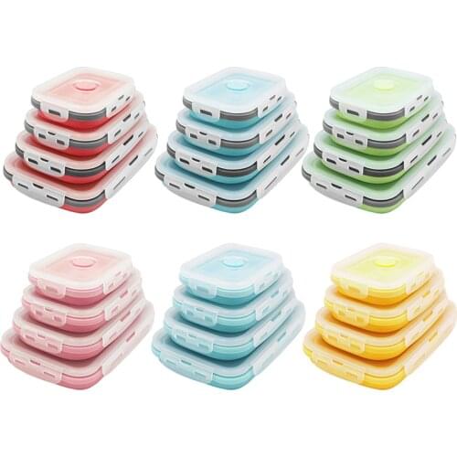 Greentag Silicone Collapsible Lunch Box Foods Storage Soup Breakfast Meal Prep Containers Microwavable Safe With Airtight Lids