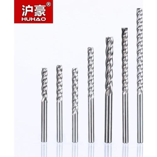 HUHAO 5PC/lot 3.175mm 4 Flute Spiral End Mill straight shank milling cutter CNC Router Bits For Wood Tungsten Milling route too