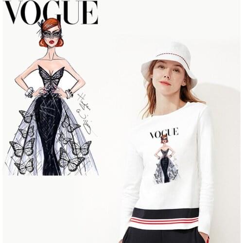 Beauty Patches Iron On Fashion Model Heat Transfer Appliqued Diy Washable T-shirt Decoration Hot VOGUE Thermal Sticker Wholesale