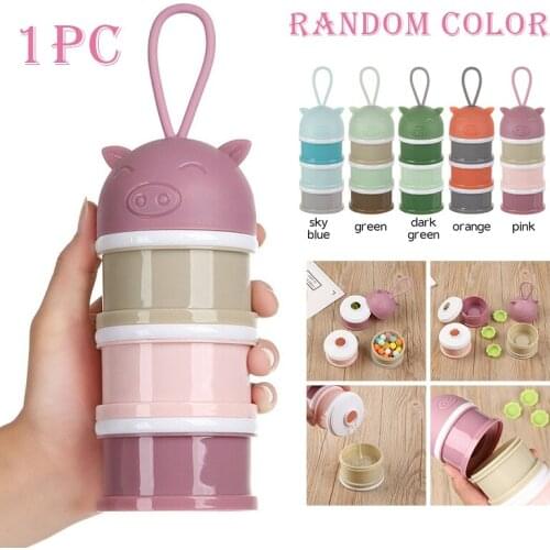 Three Layers Dispenser Food Storage Box Portable Formula Baby Cartoon Infant Milk Powder Container Toddle Snacks Container
