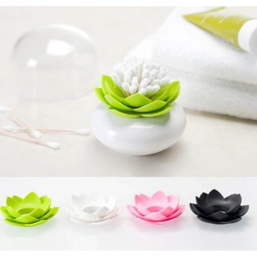 Table Decor 2 In 1 Portable Living Room Decoration Lotus Shaped Cotton Bud Holders Cotton Swab Box Toothpicks Holder