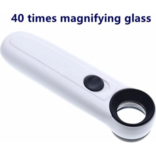 40 times magnifying glass HD handheld with double lights antique jewelry MG6B-1B check 21mm exclamation mark type