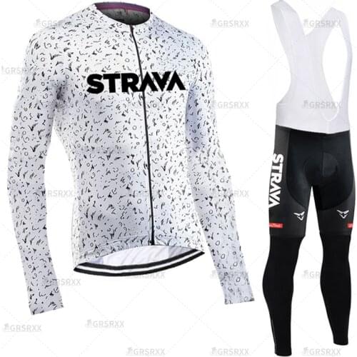 STRAVA Spring Cycling Jersey Set Anti-UV Premium Bike Racing Sportswear 2021 New Pro Quick-Dry Full Length Bicycle Uniform