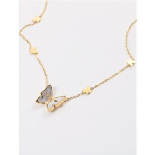 Joolim Jewelry PVD Gold Finish Short Butterfly Pendant Necklace Stylish Stainless Steel Necklace