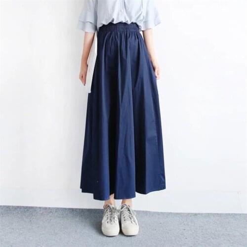 Japan Style Women Autumn Cotton Linen Long Skirts All Match Office Black Maxi Skirts Solid 11 Color Party Skirts Plus Size M-7XL