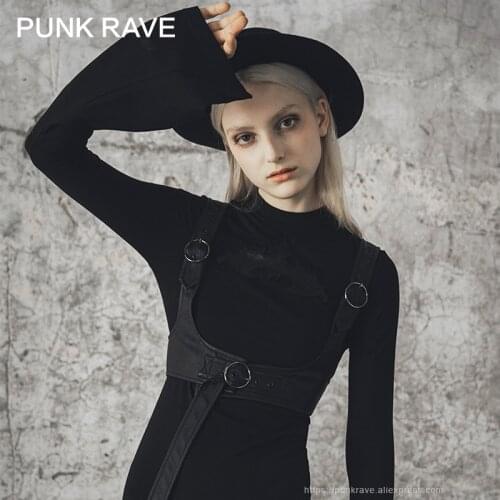 PUNK RAVE Girls Gothic Faux Leather Adjusted Buckles Harness Black Corset Party Club Steampunk Women Accessories