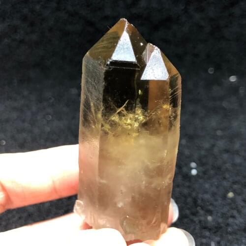 1PCNatural crystal tea Topaz rough smoky crystal Obelisk aura healing round vein home decoration