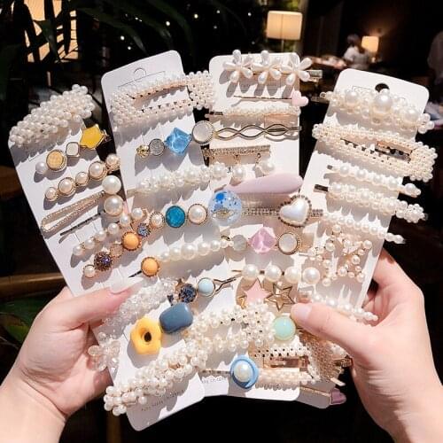 3/4/5/7/8/12 Pcs/Set Women Girls Elegant Pearls Flower Love Ornament Hair Clips Female Lovely Hairpins Hair Accessories Fashion