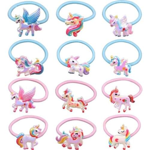 50 Pcs/Lot, 1.8'' New Cute Cartoon Unicorn Hair Fashion Accessories Unicorn Headband for Lovely Girls Hair Elastic Band Headwear