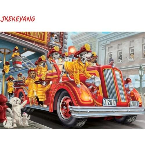 5D DIY square/round Diamond painting Dog fire brigade Cross Stitch Diamond Embroidery Pattern Rhinestone J1734