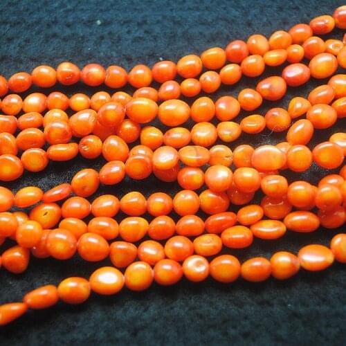 15'5 Inches Length Nature Orange Coral Chips String Loose DIY Bead Accessories 6-8MM