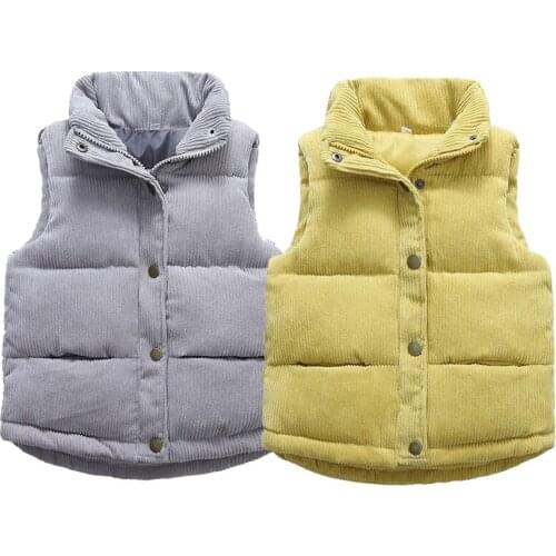 Kids Warm Vest Winter Girls Boys Thicken Waistcoat Corduroy Outerwear Vest Children Teens Cotton Jackets Vest For 2-10 Years