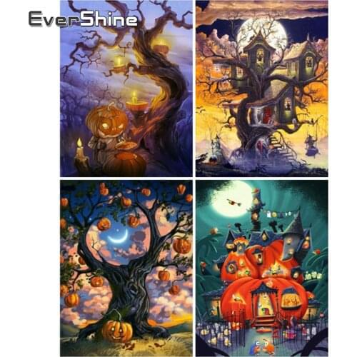 EverShine Diamond Embroidery Cartoon Diamond Art Painting Halloween Mosaic Beaded Cross Stitch Rhinestones Needlework Handicraft