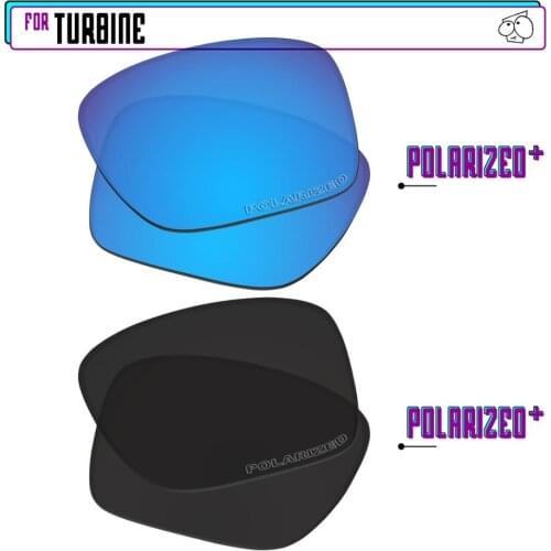 EZReplace Polarized Replacement Lenses for - Oakley Turbine Sunglasses - BlackPPlus-BluePPlus