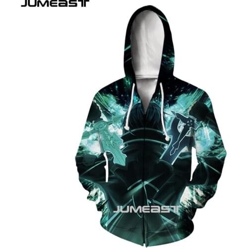 Jumeast Brand Men Women 3D Printed Sword Art Online Long Sleeve Jacket Sport Pullover Fashion Spring Zipper Hoodies