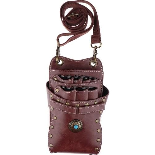 PU Leather Hair Scissor Holster Hairdressing Tools Rivet Bag Pouch Holder with Waist Shoulder Belt