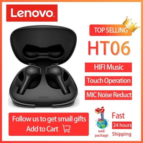 Lenovo HT06 Bluetooth Wireless TWS Headset dual MIC Noise Reduction Waterproof Earplugs HD Call Long Battery Sports headset