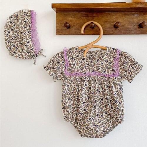 Summer Baby Girls Rompers Short Sleeve Floral Jumpsuit Clothes New 2021 Girls Rompers Casual Kids Baby Girl Clothes Rompers