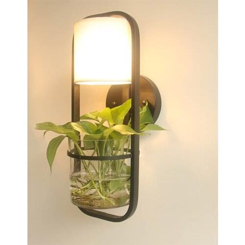 Nordic Wall Lamp with Hydroponics Succulent Plants Glass Pot for Living Room Beside Light Corridor Sconce Wall Light Wall Art