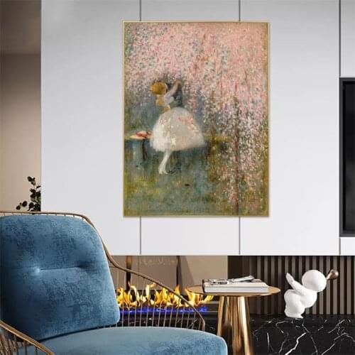 Unframed Wall Decor Anime Poster Prints Oil Painting Wall Pink Flower Girl Picture For Bedroom Living Room Home Design