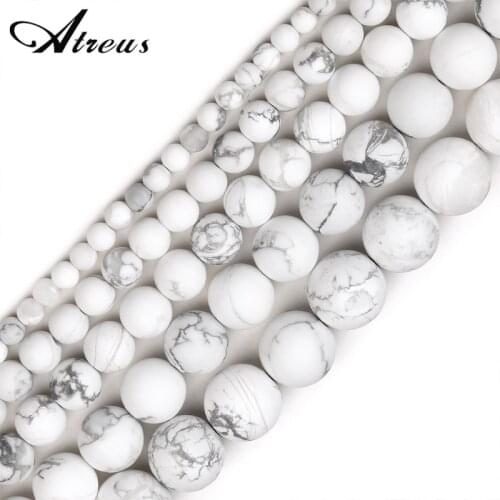 Natural White Turquoise 4-12mm Matte Fashion Atreus New Natural Stone Round Beads For Jewelry Making Suitable For Men Or Women