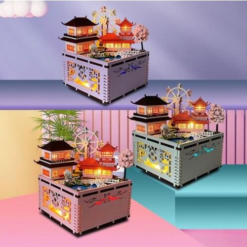 New DIY Rotating Cottage Meets The Old Style Of Time Again, House, Handmade Wooden Model Toys, Creative Birthday Gifts wholesale