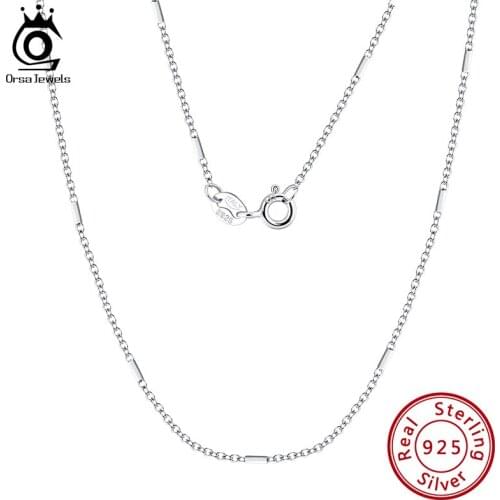 ORSA JEWELS Italian Handmade 925 Sterling Silver 1.0mm Cable Chain Necklace with Horizontal Bar Women Jewelry Accessories SC56