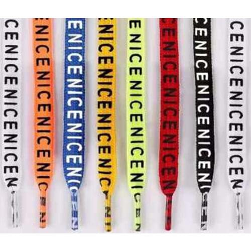 1 Pair Letter Printed Flat Shoelaces Fashion Casual Sports Outdoor Canvas Sneakers Shoelaces Women Mens Shoe Strings